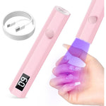 Mlogiroa UV Nail Light handheld portable pink LED lamp front view showing sleek ergonomic design.