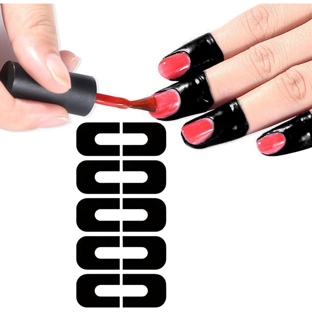 Dropy nail polish protector tape front view showing black U-shaped stickers for clean manicures.
