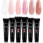 GAOY poly gel set featuring six tubes of pinkish nude and clear builder gel colors