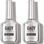 Gaoy 2 pieces gel nail glue and base coat bottles front view
