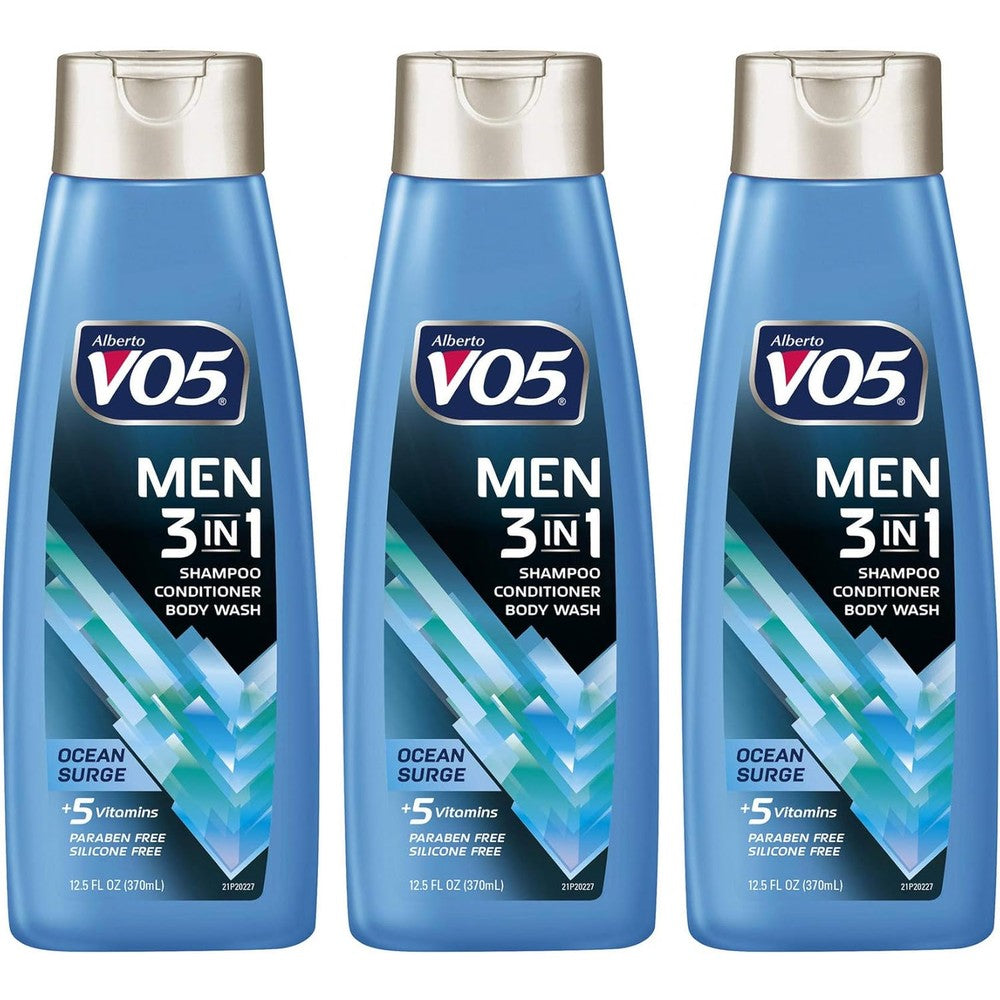 3 Pk, Alberto VO5 Men's 3-in-1 Shampoo Conditioner Body Wash , Ocean Surge 12 fl. oz.