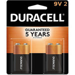 Duracell MN1604B2Z CopperTop 9V alkaline battery two pack front retail packaging view