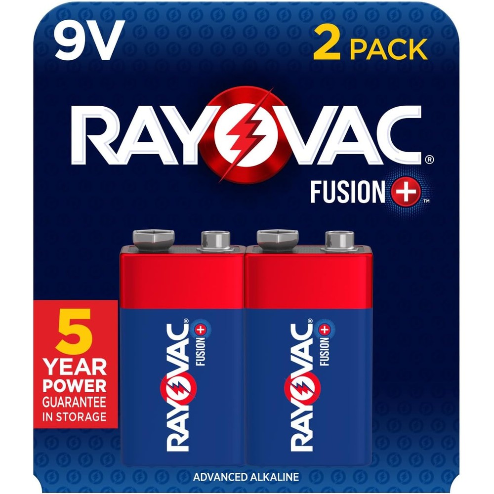 Rayovac Fusion 9V Batteries (2 Pack), Alkaline 9 Volt Batteries