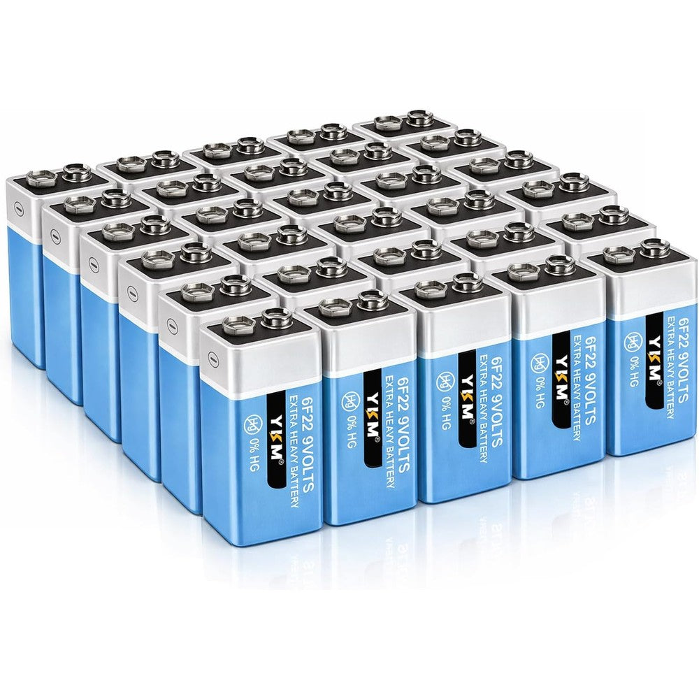 YKM 24 Pack 9V Batteries 9 Volt Battery for Smoke Detector Guitar Garage Door Opener Guitar Pedals Smoke Alarm Battery
