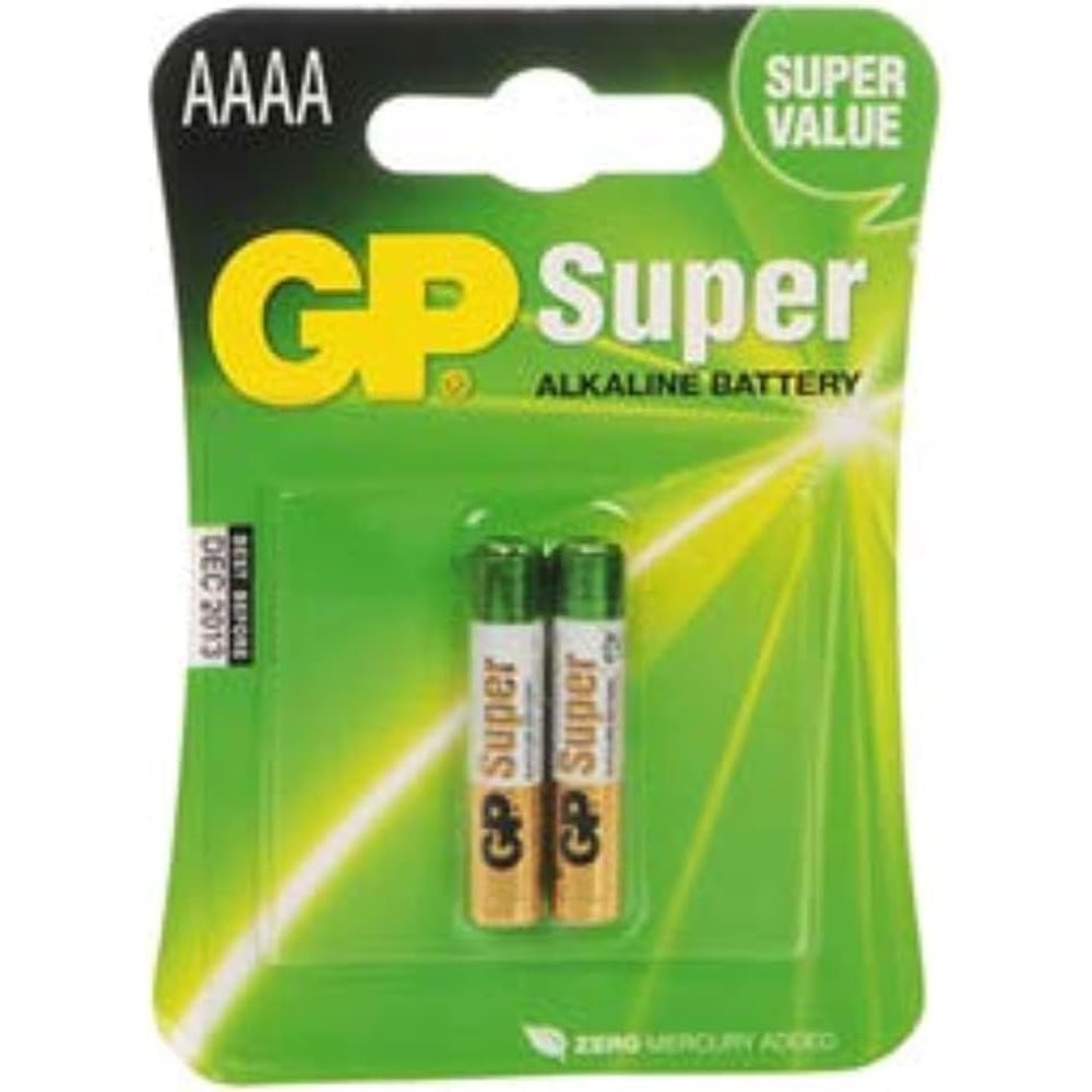 GP Batteries GP25A-C2 Pack of 2 Super Alkaline AAAA Piles Batteries