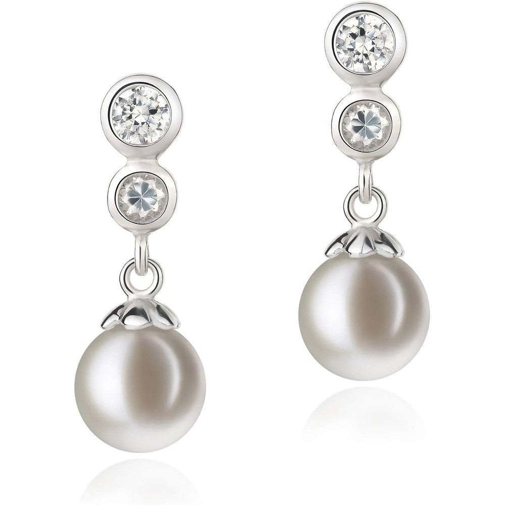 Colleen 7-8mm AAAA Quality Freshwater 925 Sterling Silver Cultured Pearl Earring Pair For Women