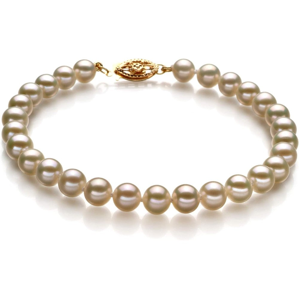 White 5-5.5mm AAAA Quality Freshwater Gold filled Cultured Pearl Bracelet For Women