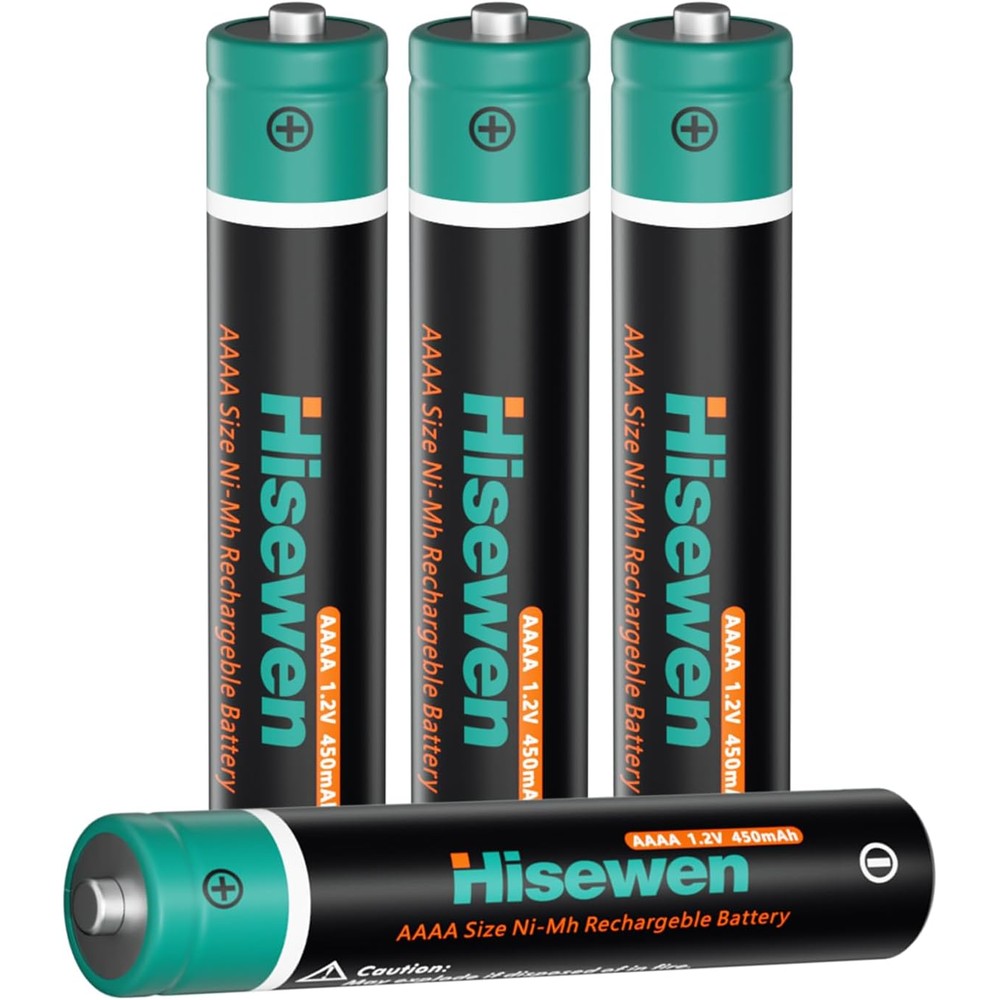 Hisewen Rechargeable AAAA Batteries, 4 Counts AAAA Batteries for Surface Pen Active Stylus, Quadruple a Ni-MH Battery 1.2V 450mAh