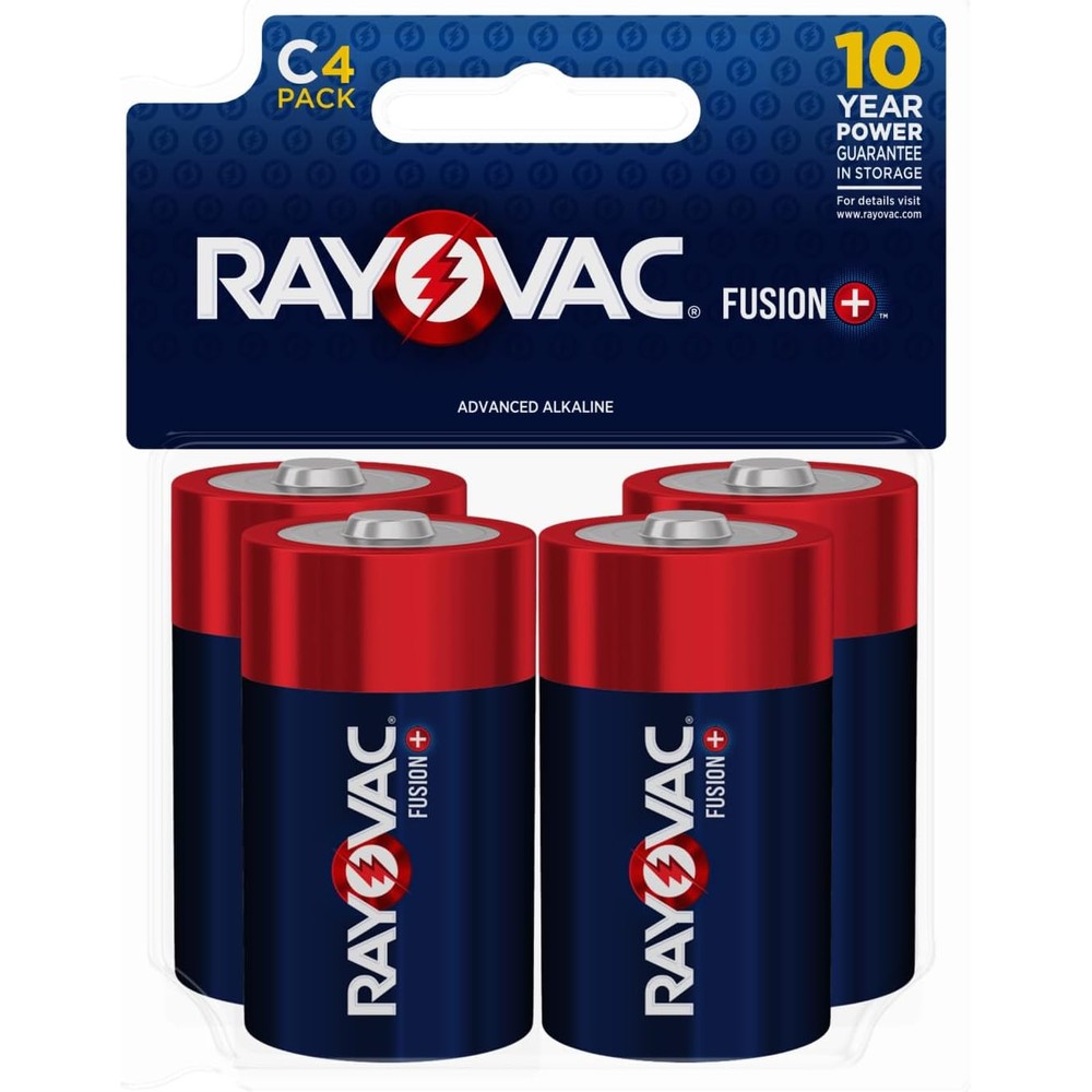 Rayovac Fusion C Batteries (4 Pack), Alkaline C Cell Batteries
