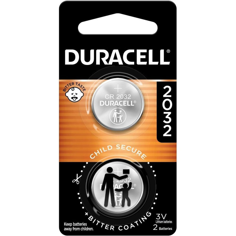 Duracell 2032 Lithium Battery, 2 Count (Pack of 1), Compatible with AirTag, Child Safety Features, Key Fob, CR2032 3V Cell
