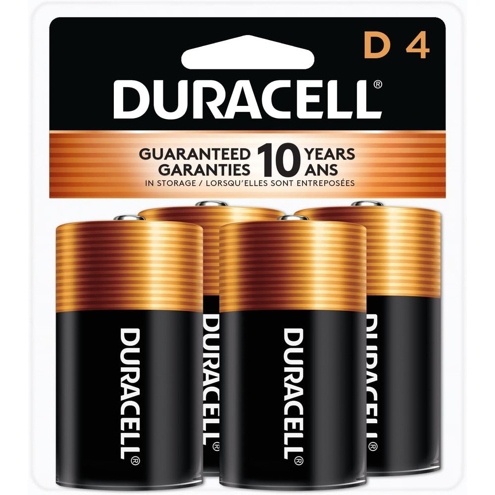 Duracell Coppertop D Batteries, 4 Count (Pack of 1), D Battery with Long-lasting Power, All-Purpose Alkaline D Battery for Household and Office Devices