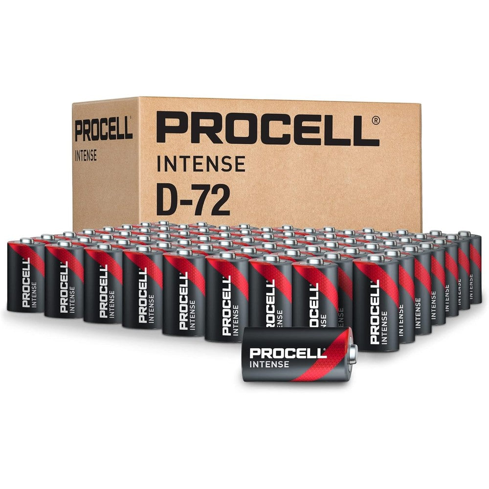 PROCELL Intense D Cell High-Performance Alkaline Batteries (72 Pack), 10-Year Shelf Life, Bulk Value Pack for High Power Professional Devices
