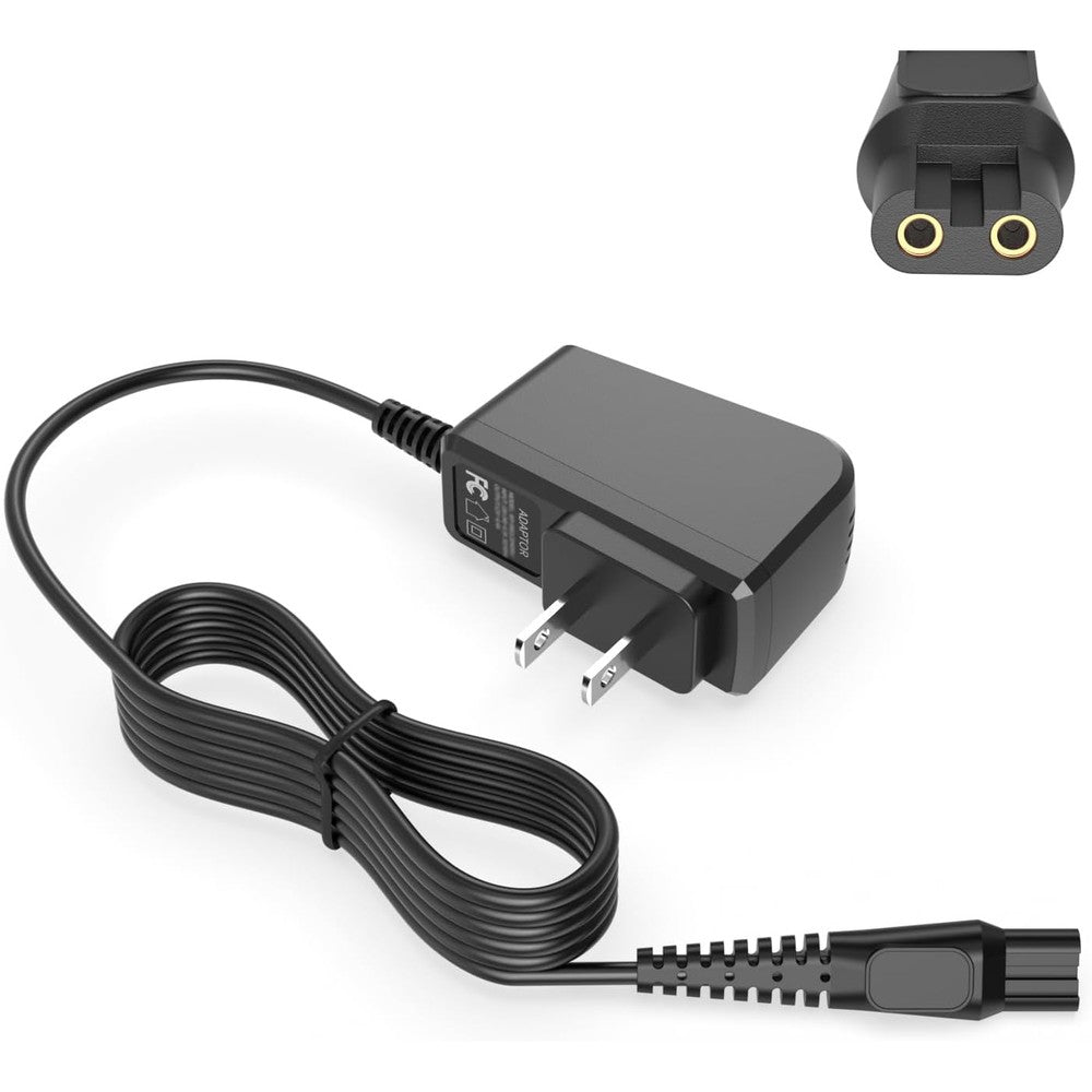Superer 15V Charger for Philips Norelco front view showing the dual pin interface adapter.