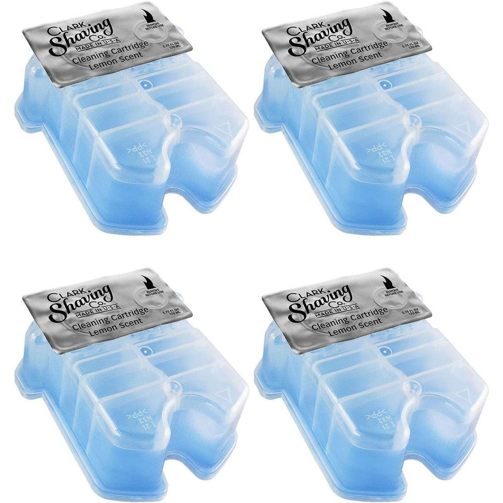 Clark Shaving Co. Refill Cartridges for Braun Clean and Renew CCR 4 Pack front view premium imported electric shaver cleaning fluid.