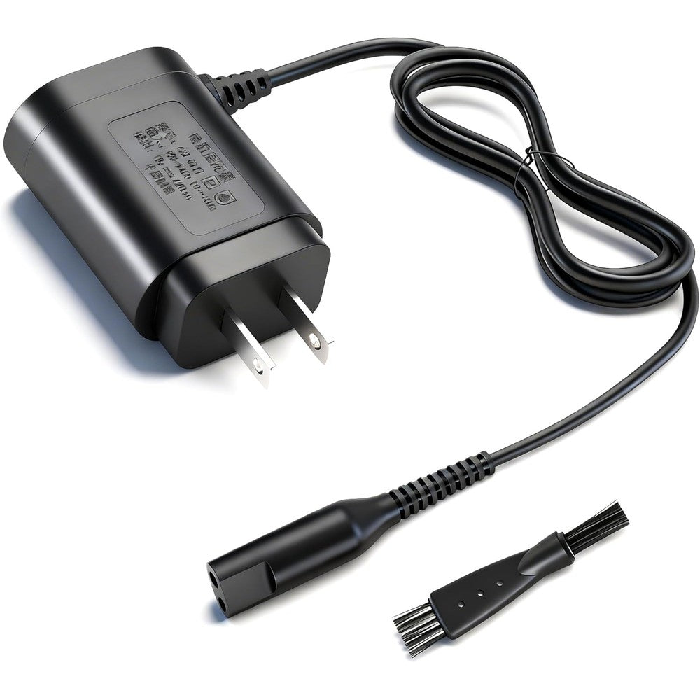 SEEHOM 12V charger for Braun shavers front view showing the wall plug and connection cord.