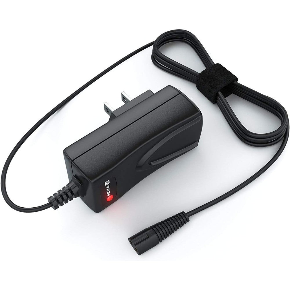 PWR+ 12V charger cord for Braun Silk Epil front view showcasing the adapter body and long cable.