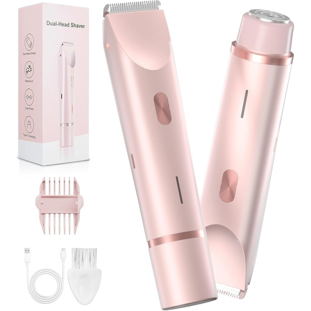 Pink Sugar Bikini Trimmer front view of the soft pink cordless electric shaver for women