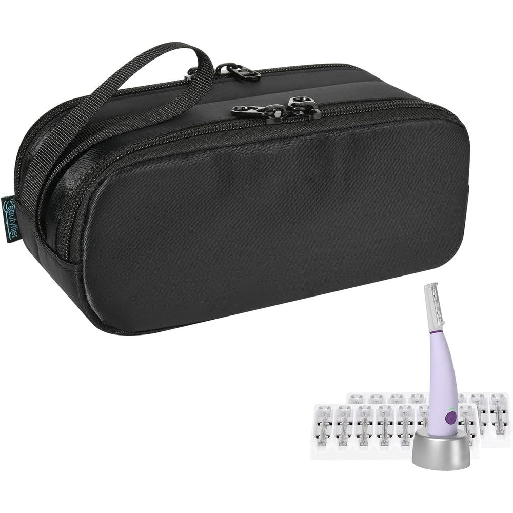 Beautyflier travel carrying bag for dermaplane razor front view showing durable black nylon material