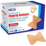 MEDca Flexible Fabric Fingertip Bandages 100 count box front view