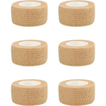 RUBY.Q self adhesive bandage wraps front view of six skin color cohesive tape rolls