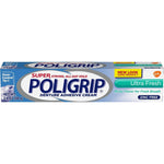 Super Poligrip Denture Adhesive Cream front packaging for strong denture hold.