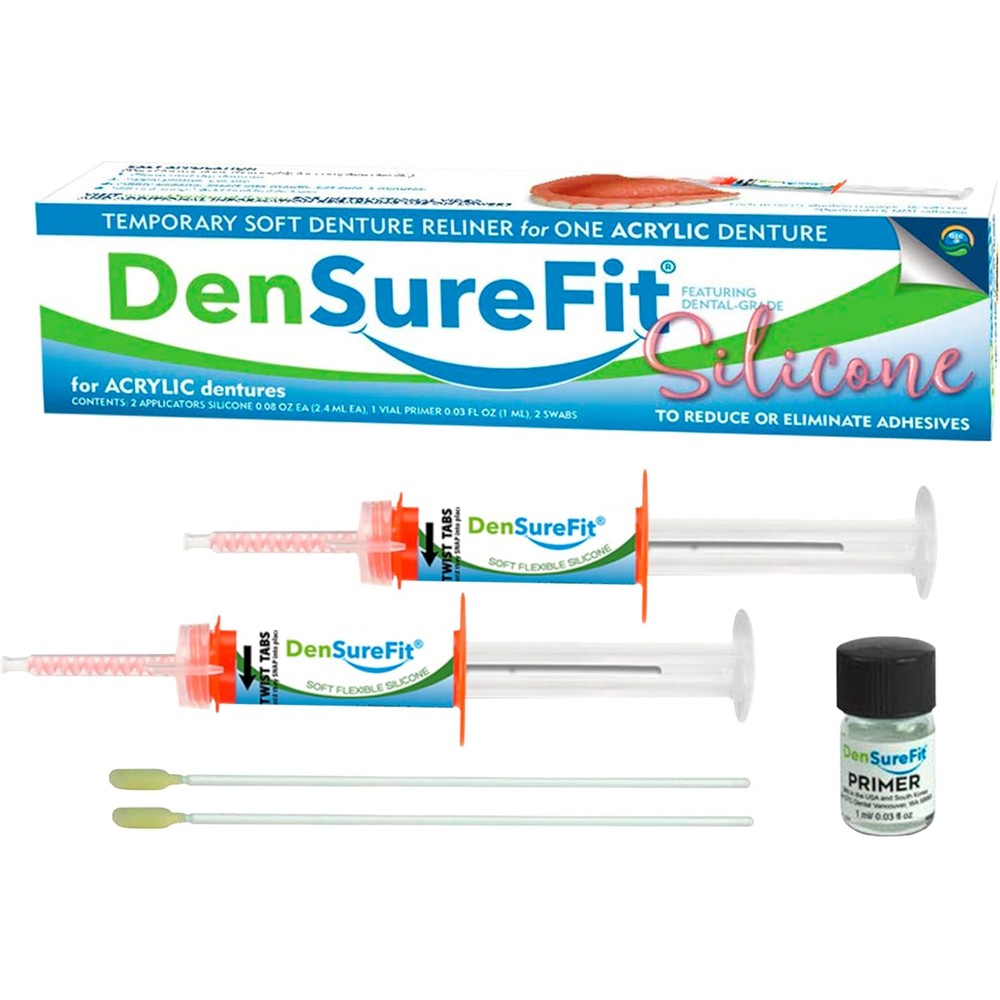 DenSureFit Lower Denture Reline Kit front view packaging for denture repair.