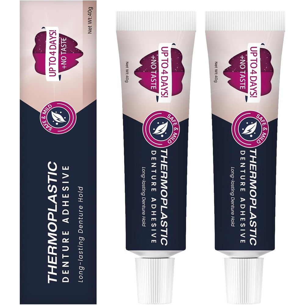 Leixu Thermoplastic Denture Adhesive 2-pack front view for loose dentures.