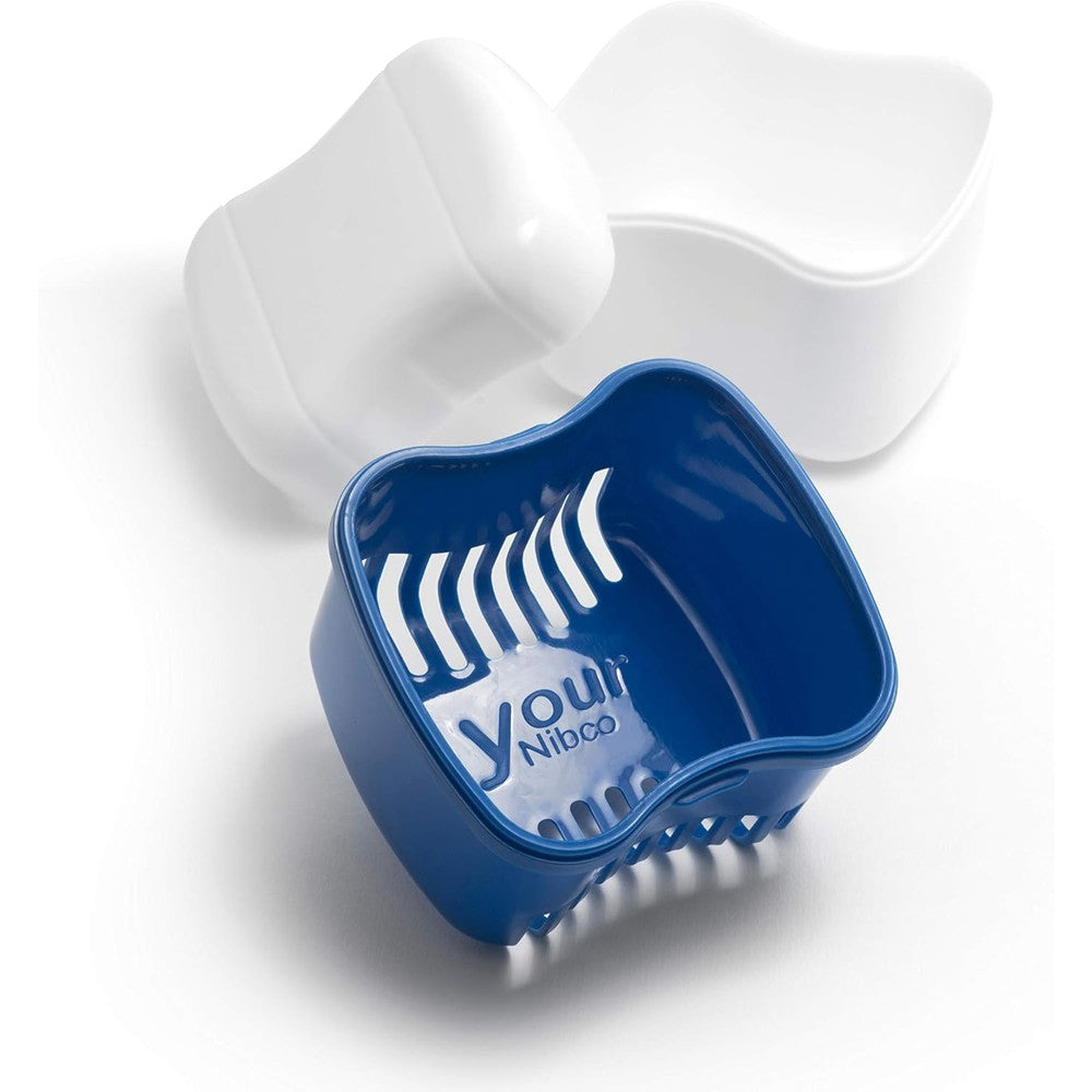 Retainer-Denture Bath-Dental Appliance Cleaning Case Size Standard with Easy Grip – Color Admiral Blue
