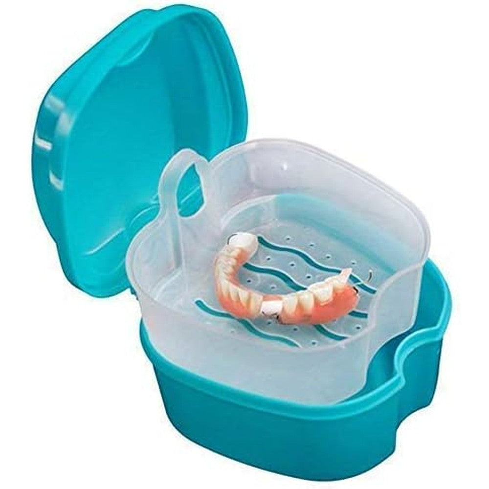 Coolrunner Denture Case Green front view showing sturdy storage box.