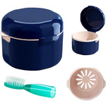 Didatool denture bath cup with lid and rinsing basket