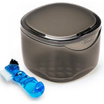 Ezeelai denture case front view with cleaning brush