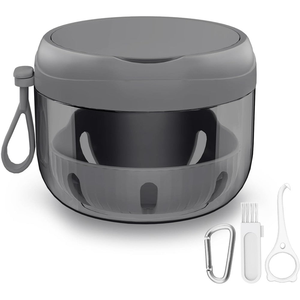 Netceem Denture Bath Box Cup Kit With Strainer Mirror And Brush For Leak Proof Travel Storage Of Dental Retainers Aligners And Mouth Guards - Image 1