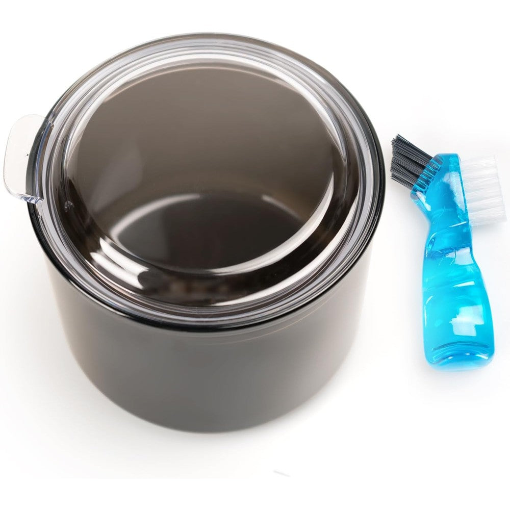 Denture Case, Leak Proof Denture Bath Cup, Full & Partial Denture Clean Holder Box with Strainer, Denture Brush, Denture Soaking Container Cups for Dentures, Retainers, Mouth Guard Storage Case -Black