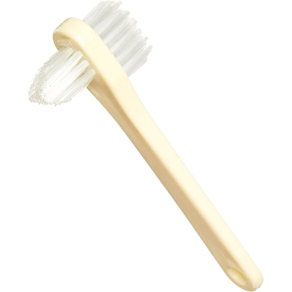 Medline two sided denture brushes ivory front view showcasing dual brush heads.