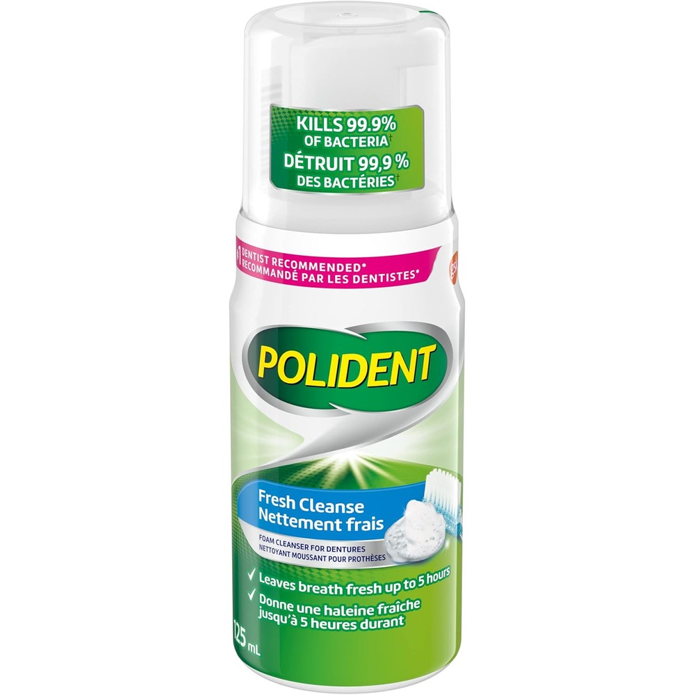 POLIDENT FRESH CLEANSE FOAMING DENTURE CLEANSER 125ML