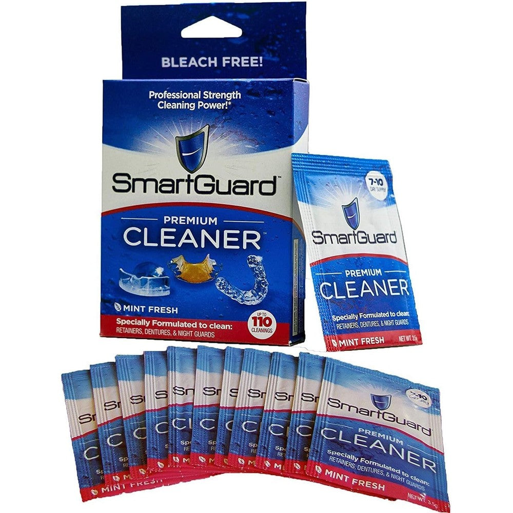 SmartGuard Premium Cleaner Crystals –(110 Cleanings)- Removes Stain, Plaque & Bad Odor from Dentures, Clear Braces, Mouth Guard, Night Guard & Retainers.