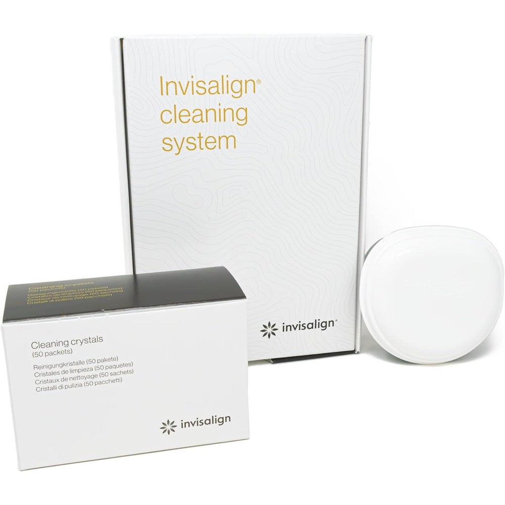 INVISALIGN Cleaning Crystals for Clear Aligners and Retainers with Tub, (50 Packets)