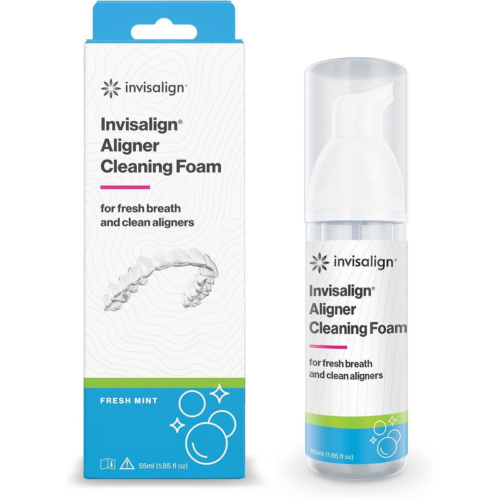 Invisalign Aligner Cleaning Foam 55 milliliter front view bottle showing premium packaging