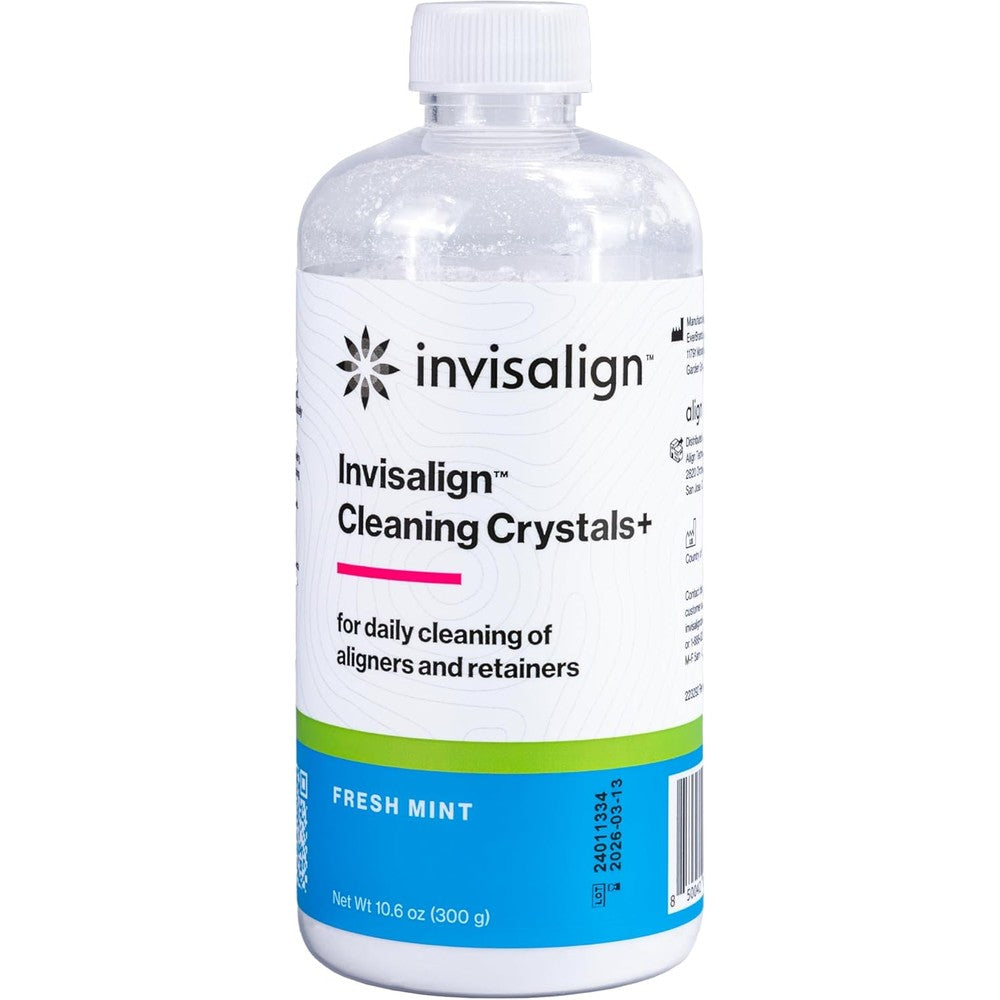 Invisalign Cleaning Crystals Plus Mint 300 Grams bottle front view aligner cleaning powder