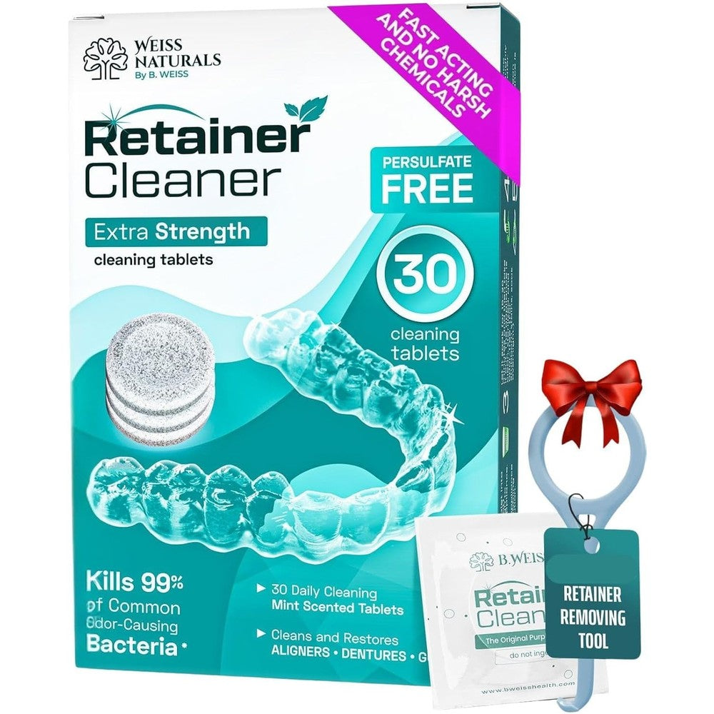 B. Weiss Weiss Naturals Retainer Cleaner Tablets box front view authentic USA imported dental care