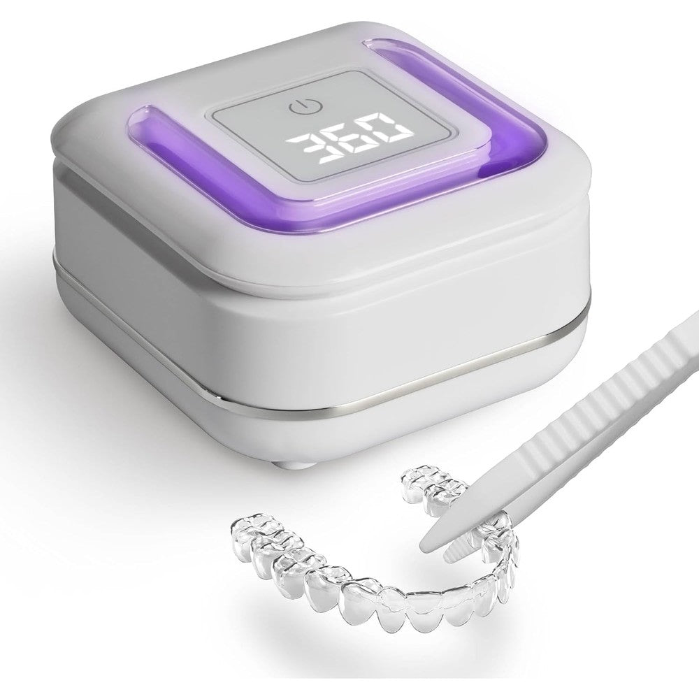 FSA HSA Eligible | 2-in-1 Ultrasonic & U-V Dental Cleaner, 42kHz Deep Cleaning Machine with Digital Timer, 180ml Pod for Retainers, Aligners, Mouth Guards | Viewing Port