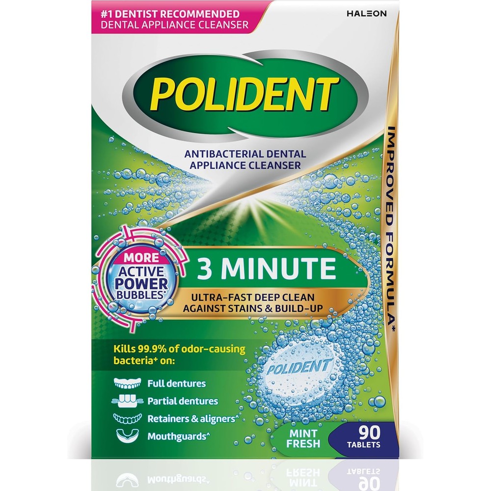 Polident 3 Minute Denture Cleanser Tablets - 90 Count