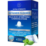 Pop On Veneers Retainer Cleaner Tablets front packaging view for clear aligners.