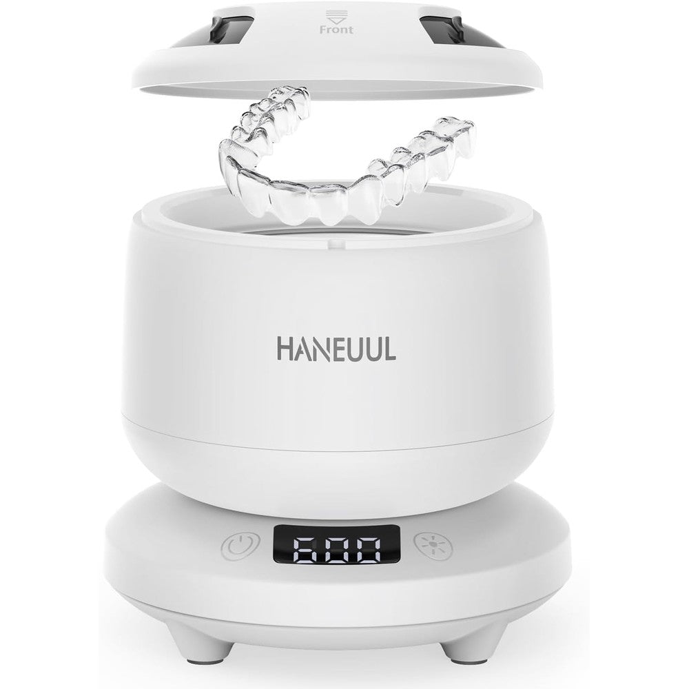 2025 Ultrasonic Retainer Cleaner for Dentures & Aligner, Durable Removable Base and Top Cover, Denture Cleaner Machine with 4 Modes for Mouth Guards, Jewelry, Rings, etc (White)