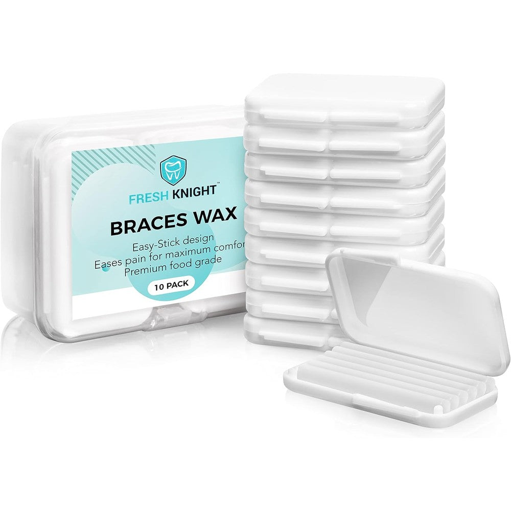 Fresh Knight Braces Wax White 10 Pack front view for orthodontic relief.
