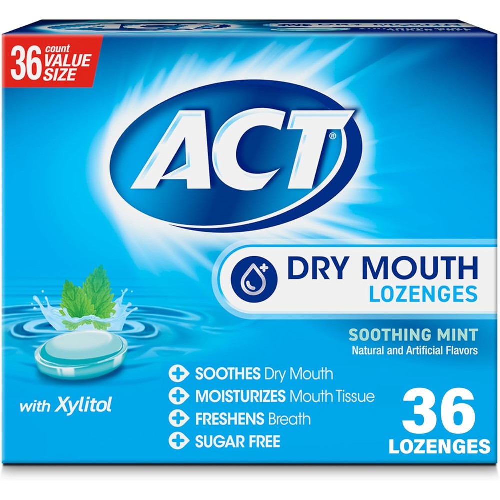 ACT Dry Mouth Lozenges Soothing Mint 36 count pack front view