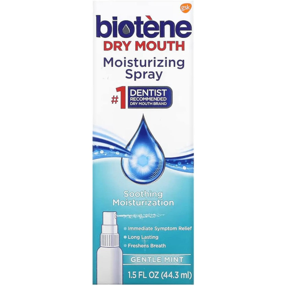 Biotene Moisturizing Mouth Spray 1.5 Ounce front view for dry mouth relief