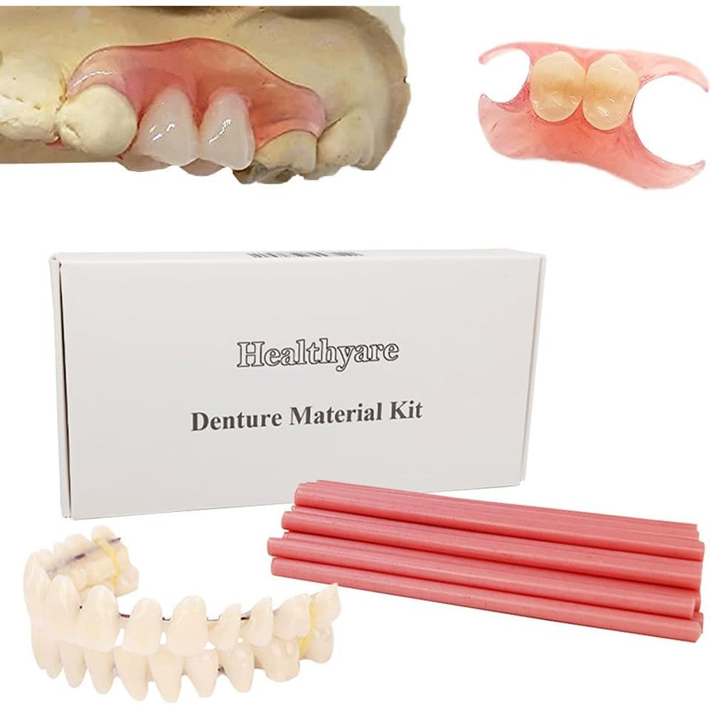 Healthyare denture material kit for repair missing teeth front view