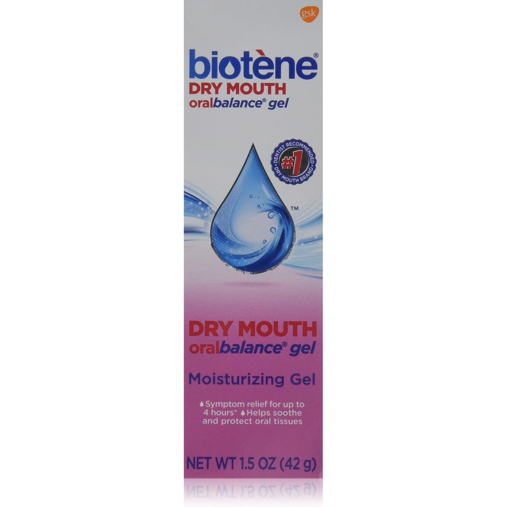 Biotene Oralbalance Dry Mouth Moisturizer Gel pack of five front view for xerostomia relief.