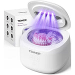 Tenker Ultrasonic Retainer Cleaner Machine front view showing the sleek white exterior and digital controls.
